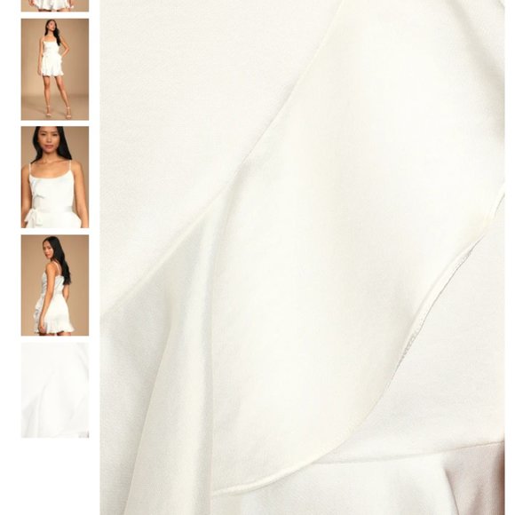 Glamourous Lifestyle White Satin Faux-Wrap Mini Dress - Lulu's XL - Picture 5 of 9